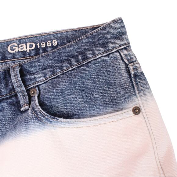 GAP 1969 Girlfriend Jeans in Dip Dye Ivory & Blue Size 31 - Picture 4 of 10